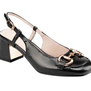 BUTITI | Black Gold Buckle Slingback Pump